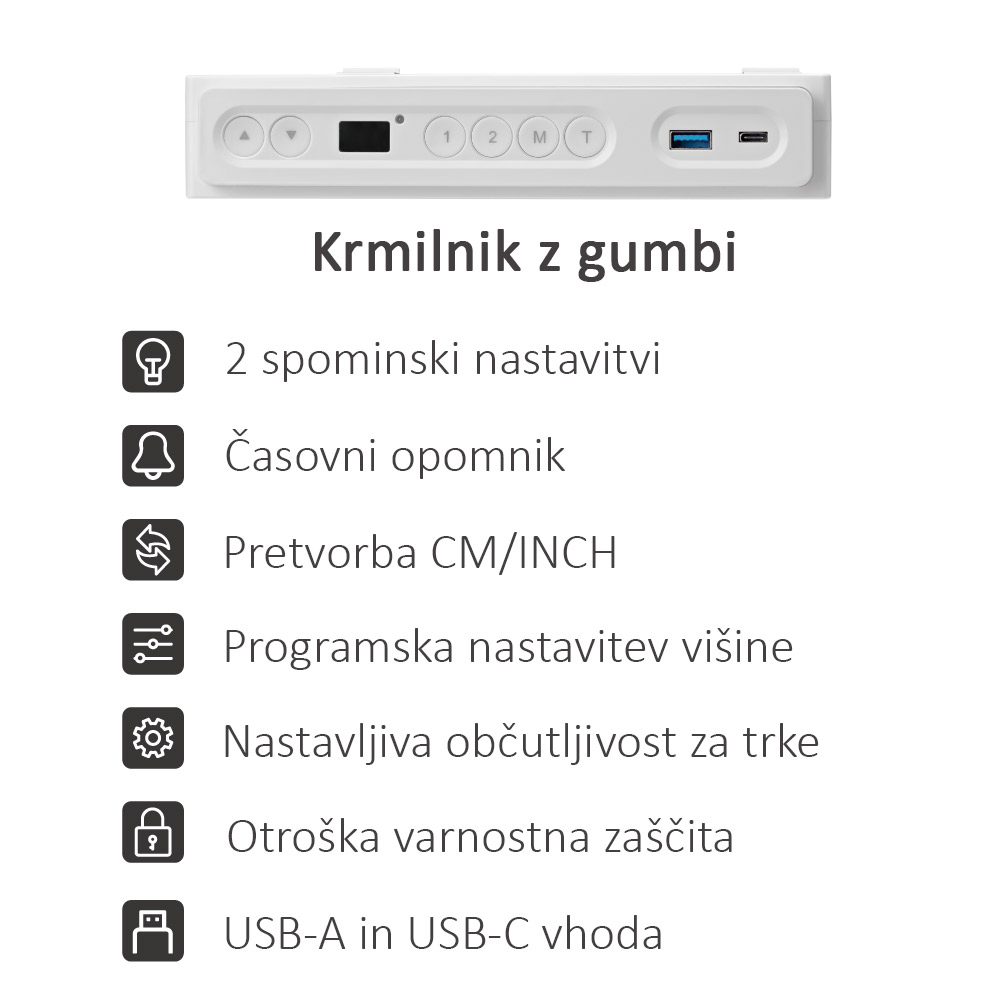 Dvižna pisalna miza IPOHOME SMART – Hrast/Bela 118x60cm - slika 2
