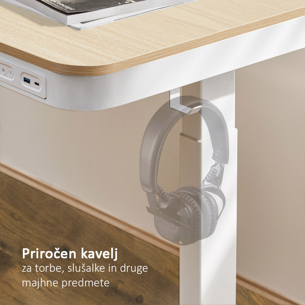Dvižna pisalna miza IPOHOME SMART – Hrast/Bela 118x60cm - slika 4
