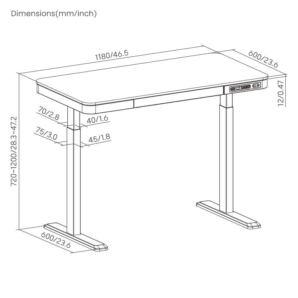 Dvižna pisalna miza IPOHOME SMART – Hrast/Bela 118x60cm - slika 6